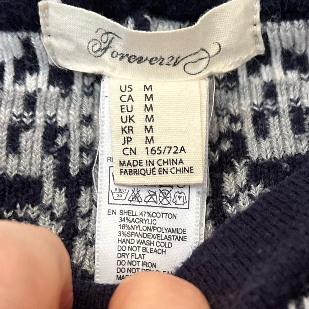Forever 21 Sweater-Style Leggings – Blue & White, Size Medium - Picture 3 of 5